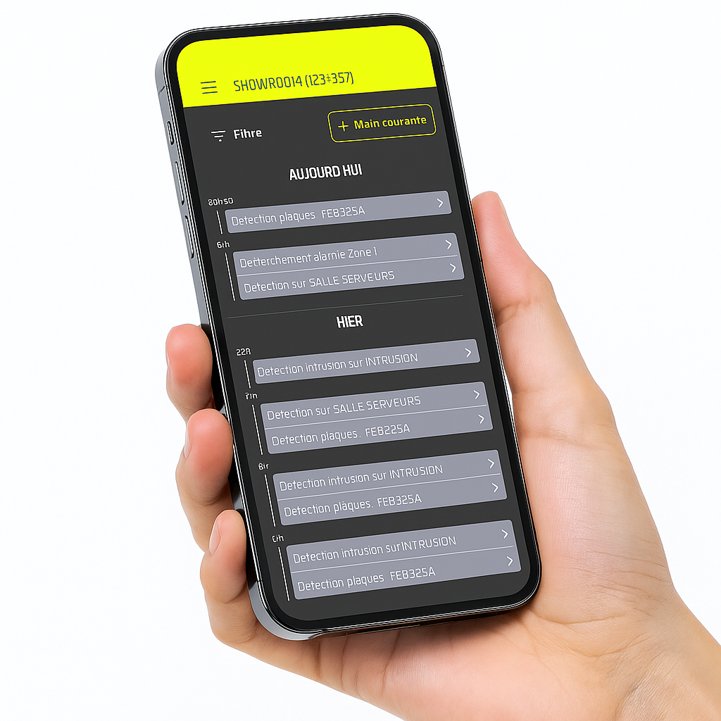 Main courante digitale consultée depuis un smartphone